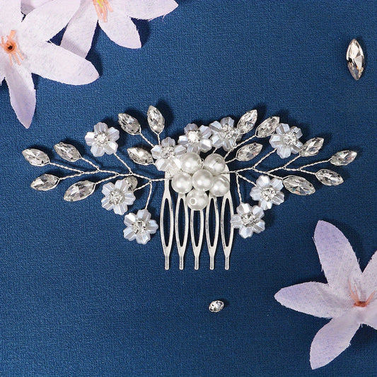 Rhinestone & Pearl Hair Comb Wedding Headwear