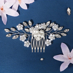 Rhinestone & Pearl Hair Comb Wedding Headwear