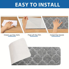Non Slip Stair Treads Indoor Adhesive Backing Step Covers for Wood Stairs