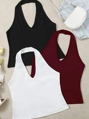 3 Pack Plus Size Sexy Sleepwear Set - Women's Plus Halter Neck Top