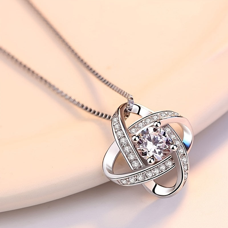 Cubic Zirconia Love Necklace Gift For Her