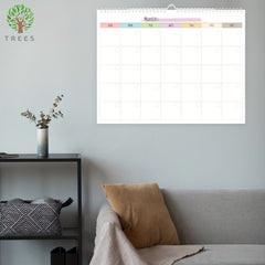 12 Month Undated Planner Wall Calendar & Note Pad