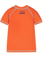 Boy's T shirt Swimsuit Clash Pocket Front Stretchy Bathing Suit