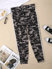 Women's Plus Camo & Stripe Print Tie Yoga Leggings