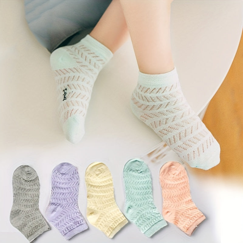 2 9 Years Old Girls Kids Breathable Striped Crew Socks, 10 Pairs