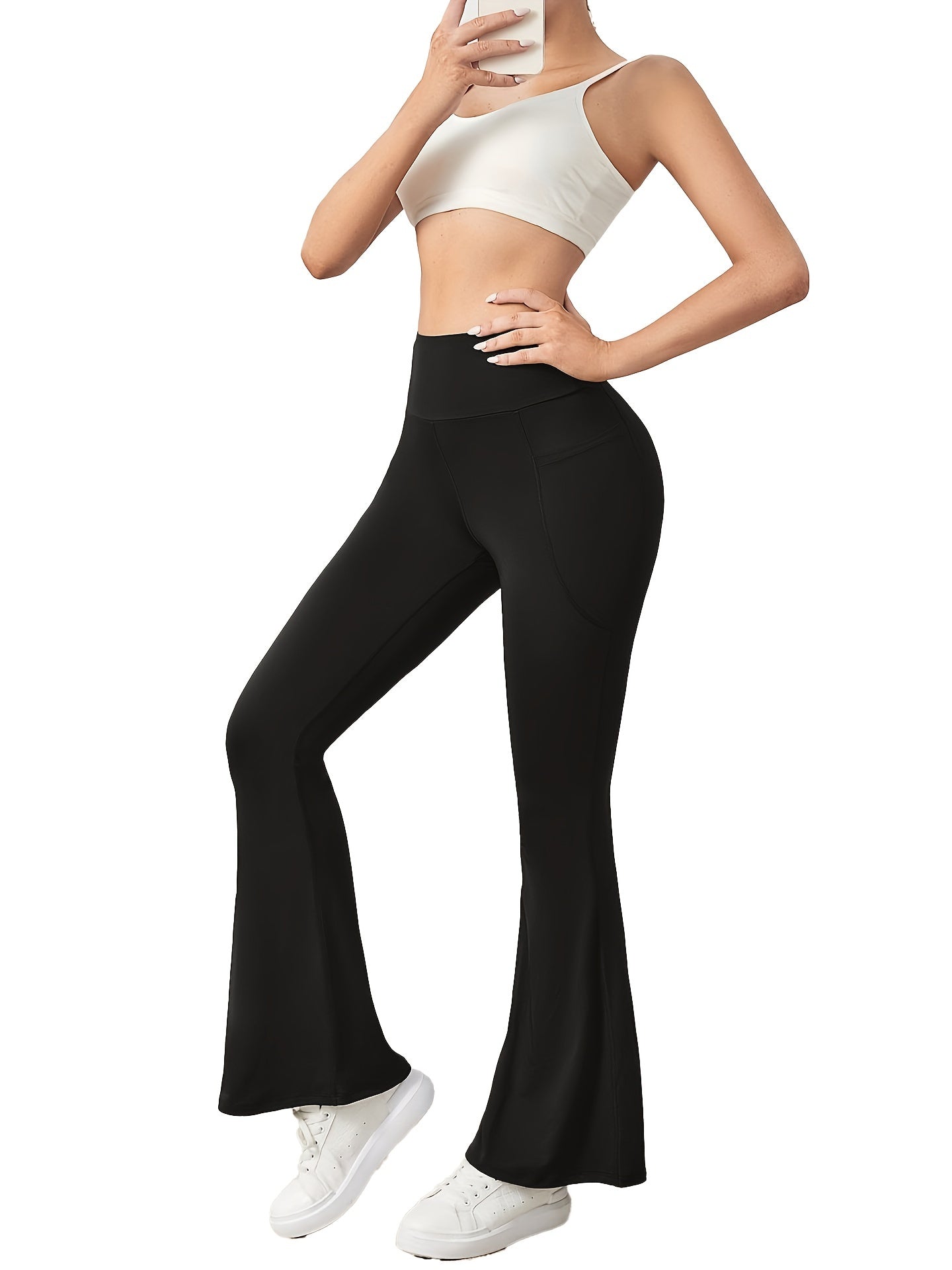 High Waist Yoga Flare Pants with Side Pocket