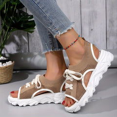 Women's Woven Platform Wedge Sandals Open Toe Breathable Summer Sandals