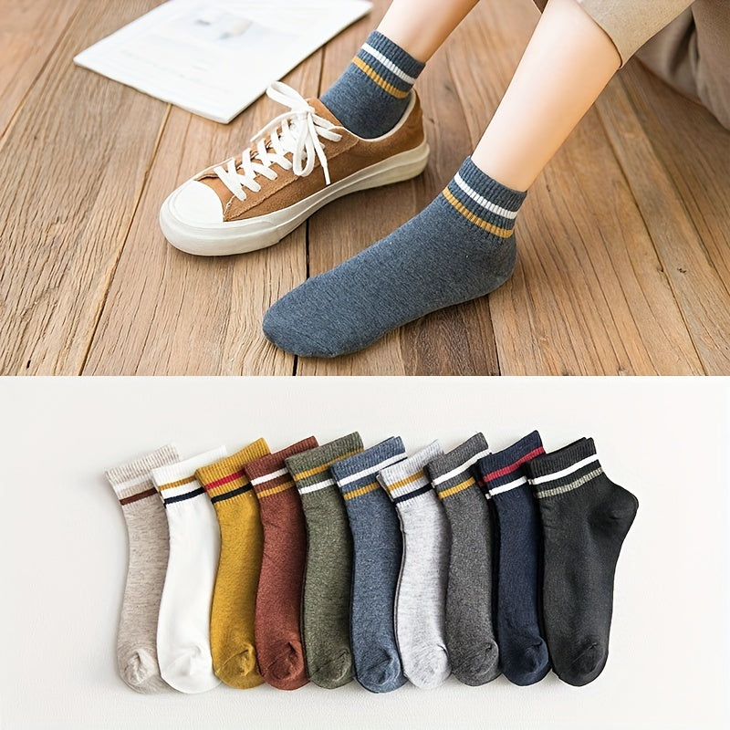 10 Pairs Kids Striped Ankle Socks