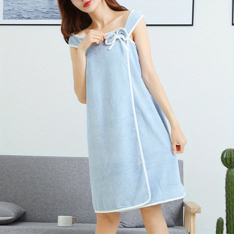 Bowknot Coral Velvet Bath Skirt Adults Wearable Bath Towel