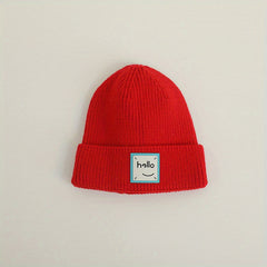 Kids Winter Knit Hat with Smiling Face, Holiday Vacation
