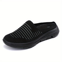 Women's Breathable Knit Mule Sneakers Lightweight Slip On Shoes