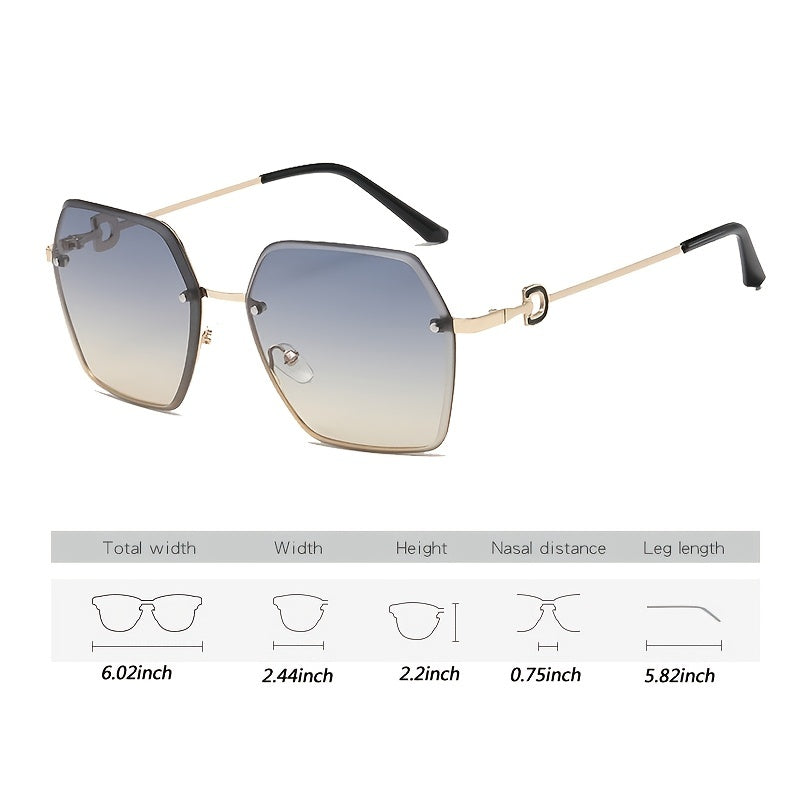 Square Rimless Sunglasses Women Gradient Lens