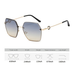 Square Rimless Sunglasses Women Gradient Lens