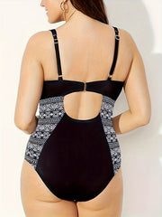 Paisley & Geo Print Halter One Piece Swimsuit