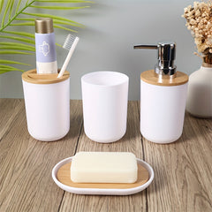 4-Piece 350ml Bamboo Bathroom Toiletries Set