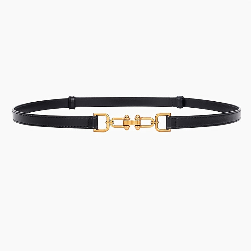 Women's Thin Leather Waist Belt with Buckle - Adjustable Decorative Belt