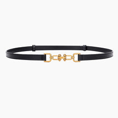 Women's Thin Leather Waist Belt with Buckle - Adjustable Decorative Belt