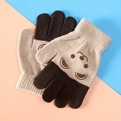 Kids Cartoon Knitted Gloves for Autumn and Winter