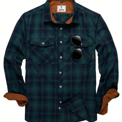 Men's Flannel Plaid Shirt Retro Button Down Long Sleeve