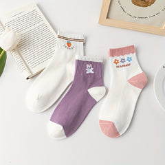3 Pairs Cartoon Print Socks Women's Stockings