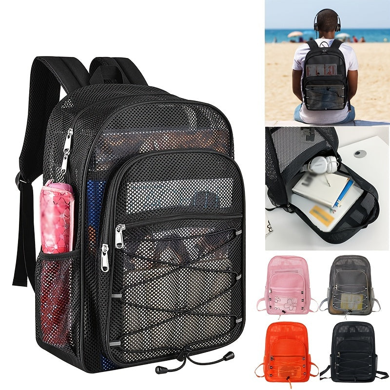 Transparent Mesh Backpack Lightweight Sports Gym Bag For Outdoor Travel