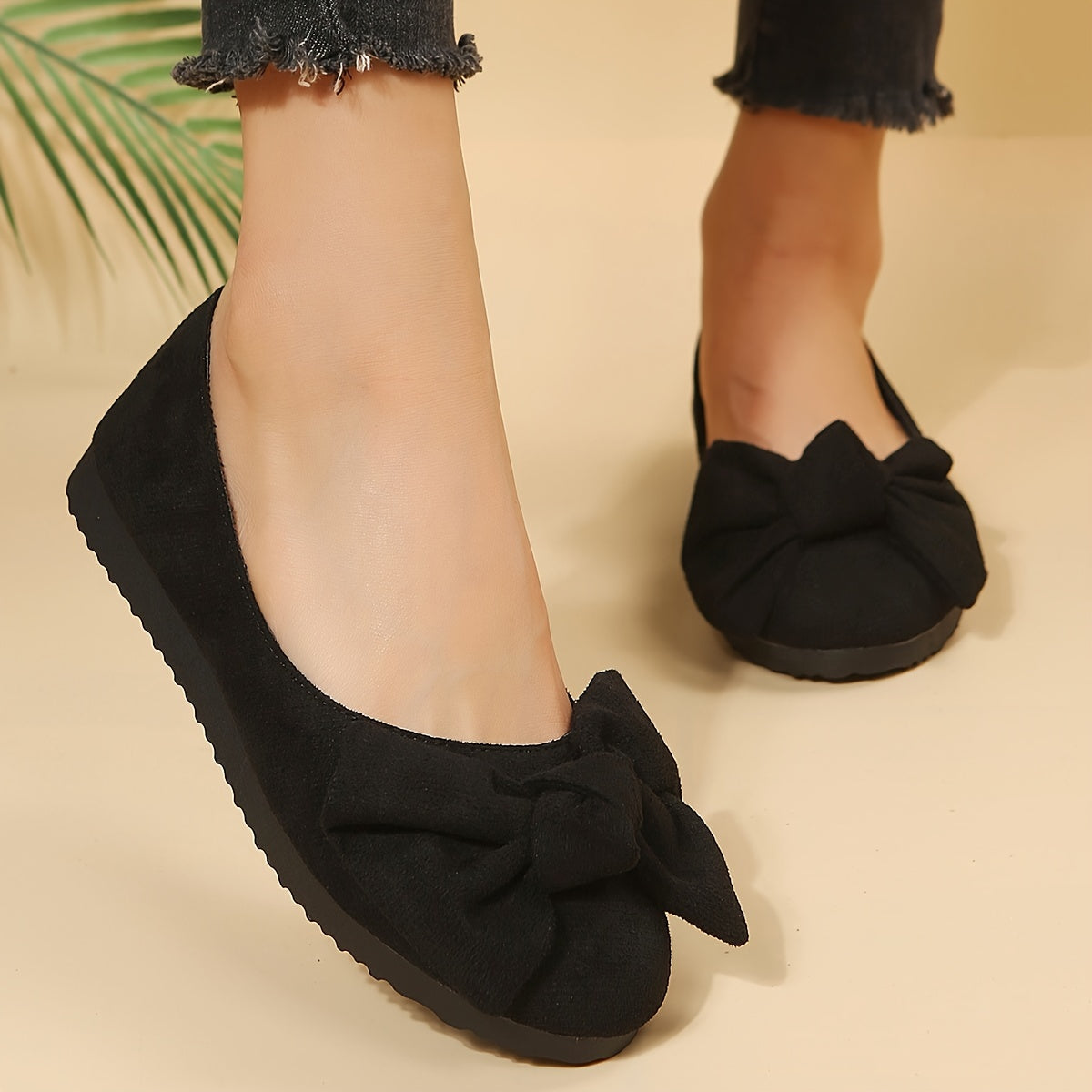 Women's Bow Tie Flats Slip On Shoes Lightweight Casual Shoes