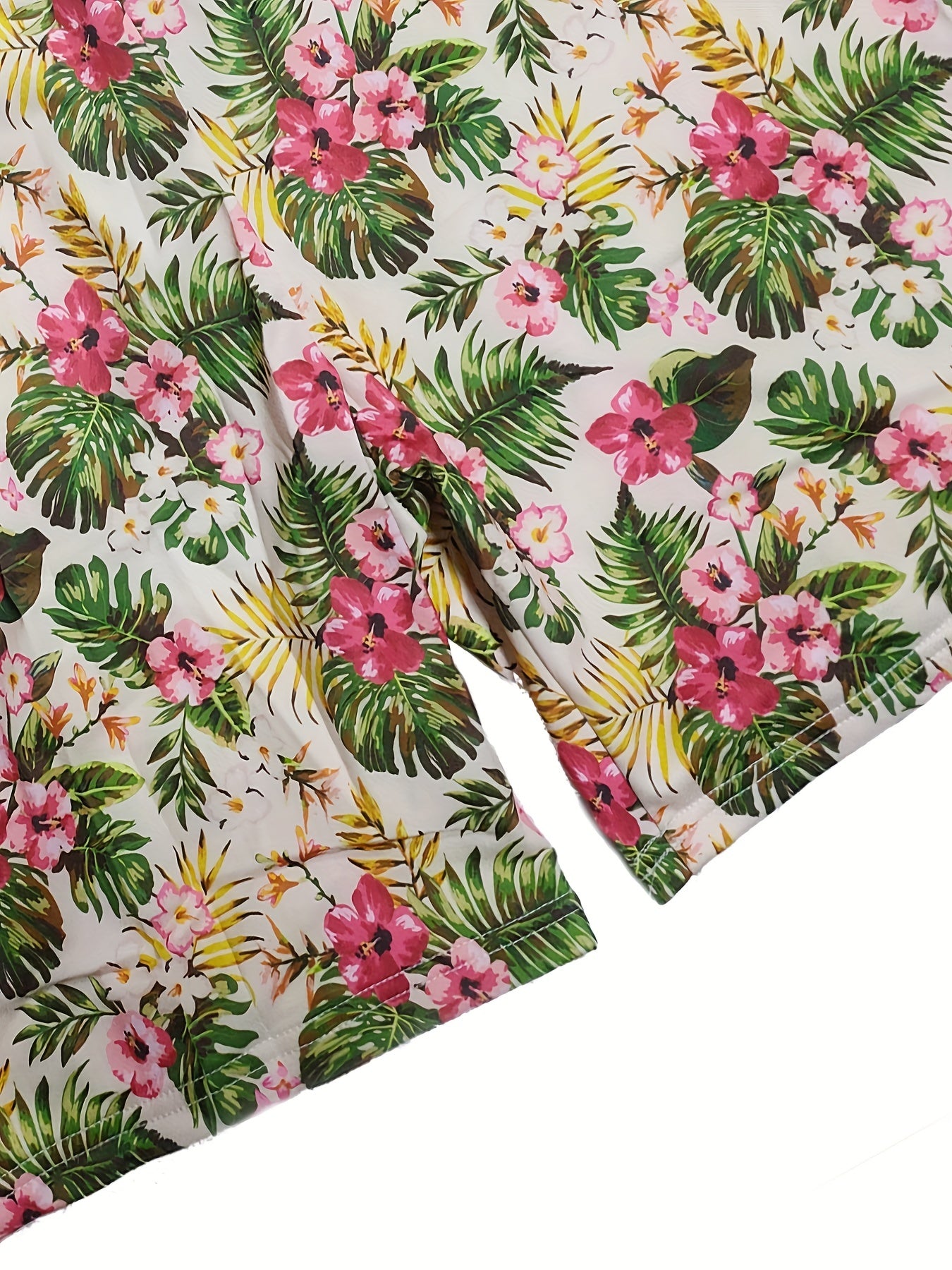 Men's 3D Floral Graphic Print Beach Shorts High Elasticity Quick Dry Swim Trunks
