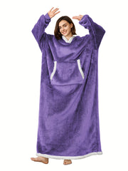 Fuzzy Hooded Night Robe Long Sleeve Women's Sleepwear