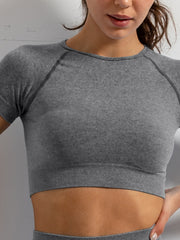 Short Sleeved Fitness Sportswear Suit Hip Tight Knit Solid Yoga Suit Women