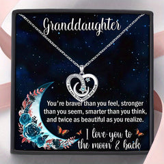Heart Moon Star Pendant Necklace with Zirconia Inlay