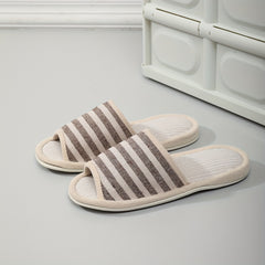 Men's Open Toe Striped House Slippers Cozy Anti-Skid Shoes