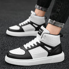 Men's High Top Street Style Skate Shoes Non Slip Lace Up Sneakers
