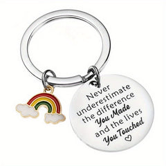 Stainless Steel Graduation Keychain Rainbow Pendant Senior Year Gift