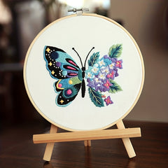 3pcs Embroidery Kit Flowers & Butterfly Pattern 20 07 Cm Hoop