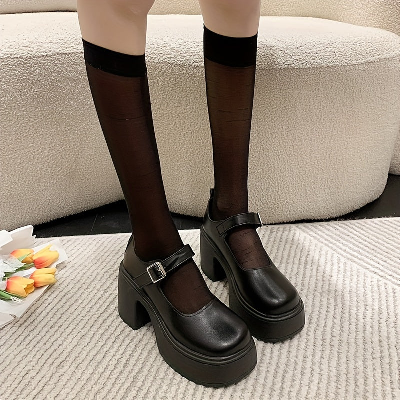 Women's Platform High Heel Mary Jane Pumps