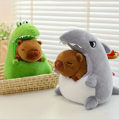 Cute Gray Shark Capybara Plush Toy Doll Soft Fabric Home Decor Gift