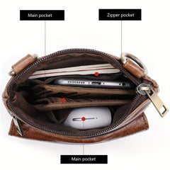 Men's Leather Messenger Bag Mobile Phone Shoulder Crossbody Bag
