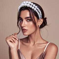 Vintage Pearl Bridal Headband Handcrafted Wedding Hair Accessory