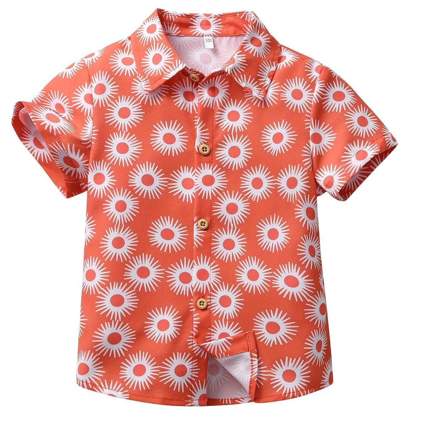 Boys Geometric Print Button Down Short Sleeve Shorts Set