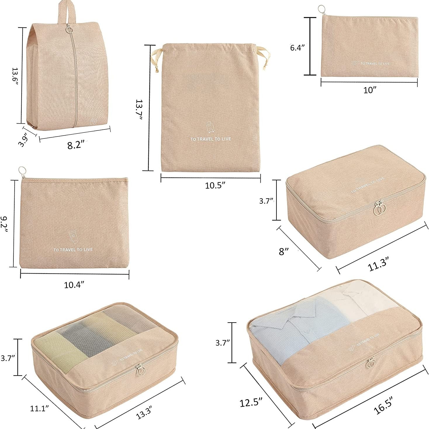 7pcs Travel Storage Bag Set Luggage Organizer Accessories Lightweight