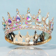 Baroque Crystal Rhinestone Crown Queen Tiara Vintage Wedding Hair Accessor