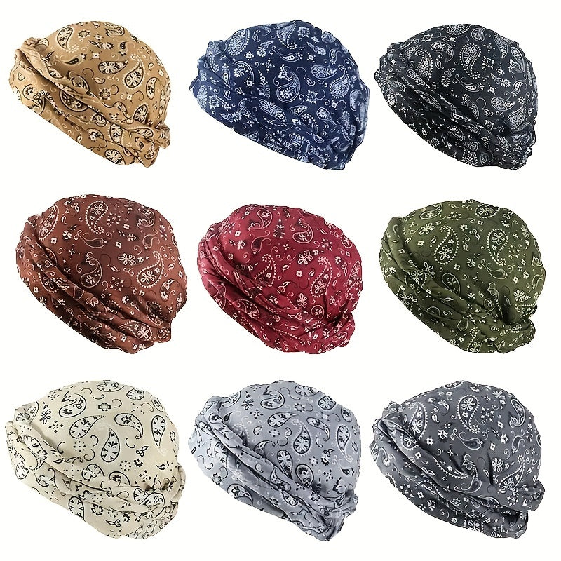 Ethnic Style Double Layer Headscarf Hat Soft And Comfortable