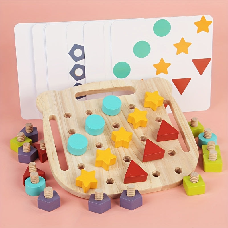 Wooden Teddy Bear Shape Matching Toy for Boys and Girls