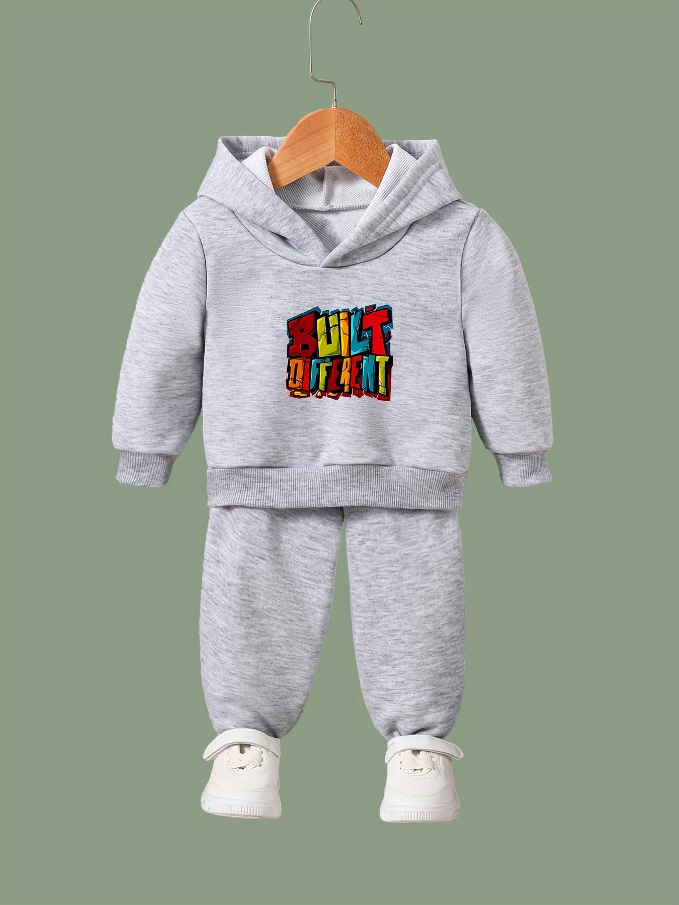 Kid's Built Different Print Outfit Hoodie & Pants Set
