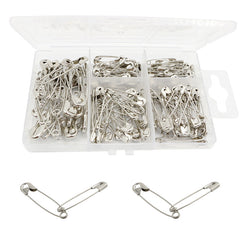 150pcs Safety Pins 4 Sizes Metal Silvery Sewing Supplies