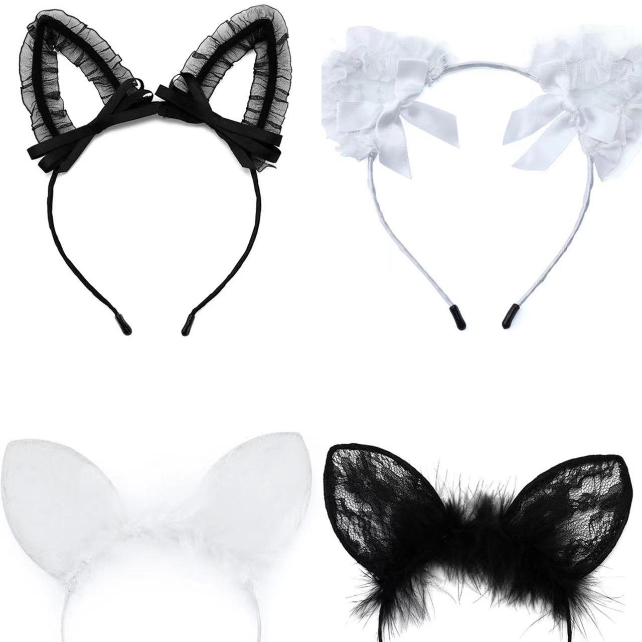 Girls Party Hair Accessories Lace Cat's Ears Headband Set
