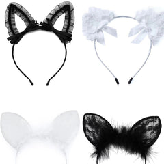 Girls Party Hair Accessories Lace Cat's Ears Headband Set