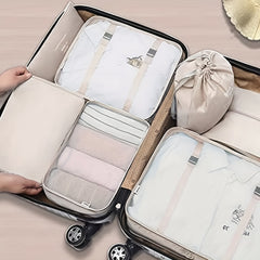 7pcs Travel Packing Cubes Mesh Luggage Storage Bag Underwear Clothes Organizer