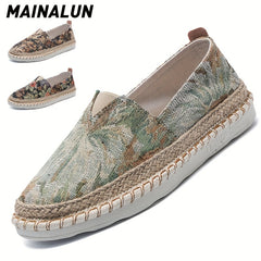 Men's Plant Pattern Espadrilles Slip-On Shoes