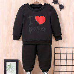 Kids Heart Graphic 2pcs Outfit Sweatshirt Set